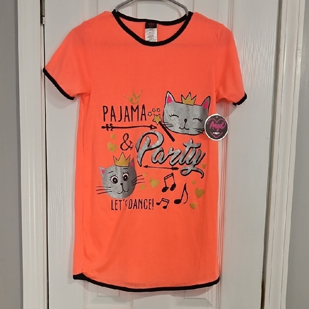 Angel Face Orange and Black Nightgown with Playful Graphics